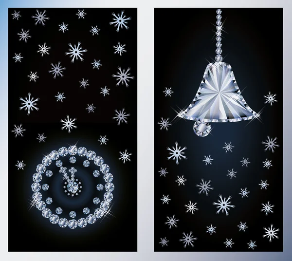 Feliz Navidad banderas de diamantes, ilustración de vectores — Vector de stock