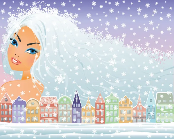 Winter sexy meisje, vectorillustratie — Stockvector