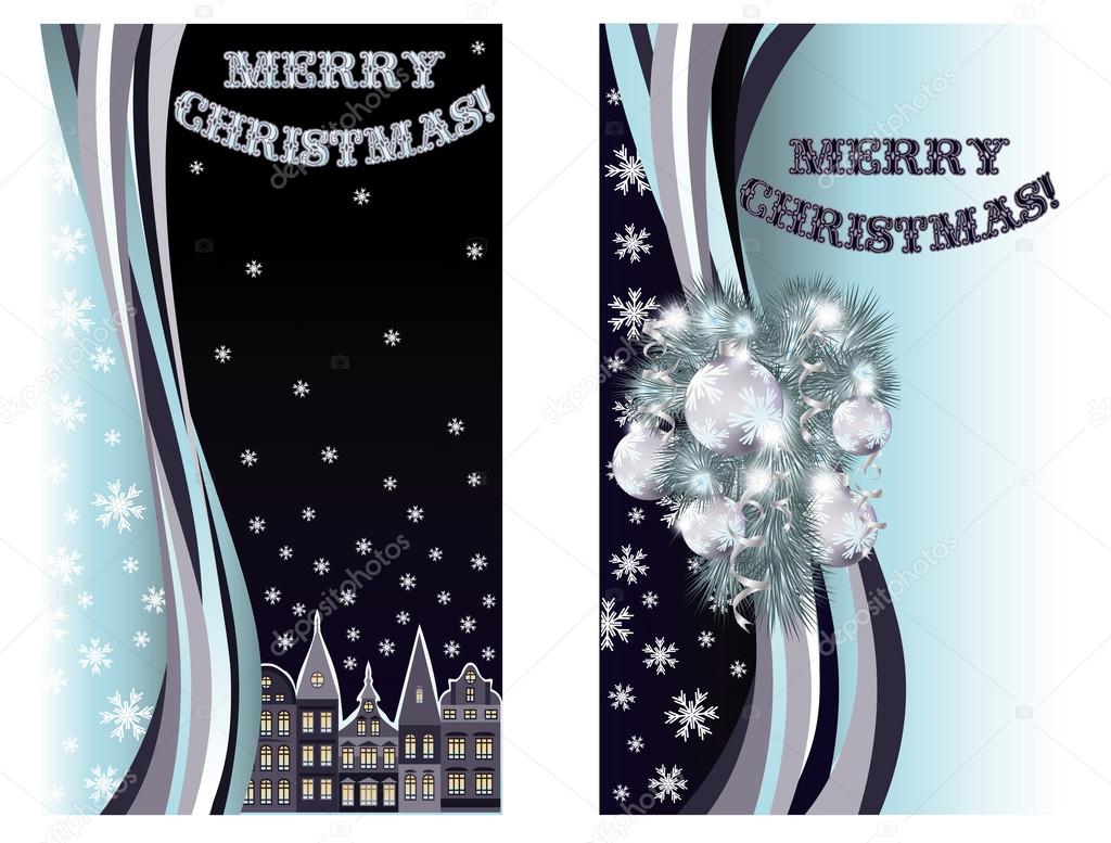 Merry Christmas congratulation banners, vector illustration