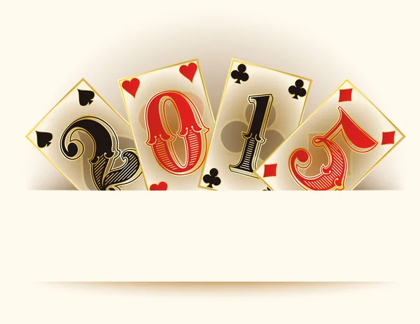 Felice anno nuovo 2015 casino carte da poker, illustrazione vettoriale — Vettoriale Stock