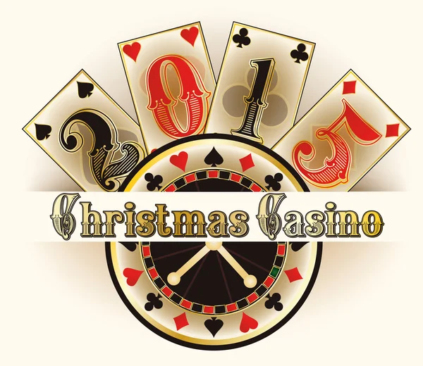 Biglietto d'invito del casinò di Natale, illustrazione vettoriale — Vettoriale Stock