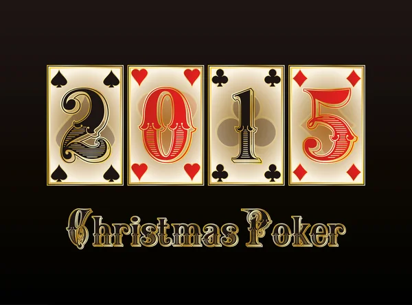 Poker de Navidad. Feliz año nuevo 2015 banner. ilustración vectorial — Vector de stock