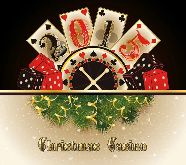 Casino de Noël heureux nouvelles cartes de l'année 2015, illustration vectorielle — Image vectorielle