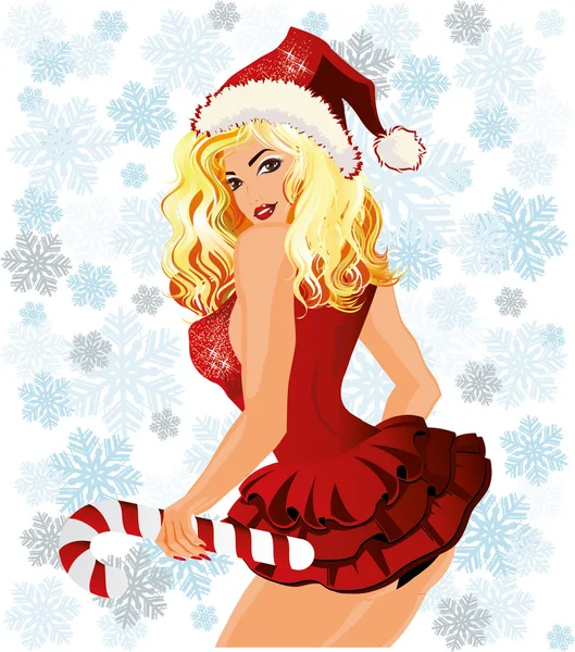 Sexy Santa meisje. vectorillustratie — Stockvector