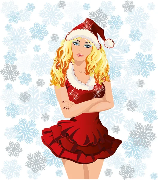 Belle fille heureuse Santa, illustration vectorielle — Image vectorielle
