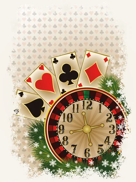 Biglietto d'invito del casinò Buon Natale, illustrazione vettoriale — Vettoriale Stock