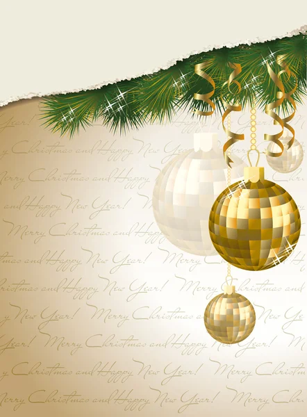メリー クリスマスと幸せな新年の招待カード、ベクトル イラスト — ストックベクタ