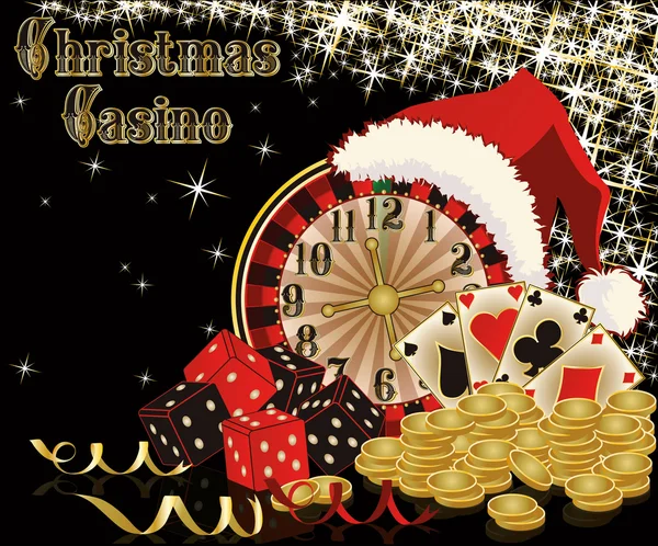 Рождественский фон казино, векторная иллюстрация — стоковый вектор
