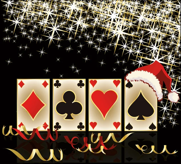 快乐圣诞和快乐新的一年赌场横幅，矢量图 — 图库矢量图片
