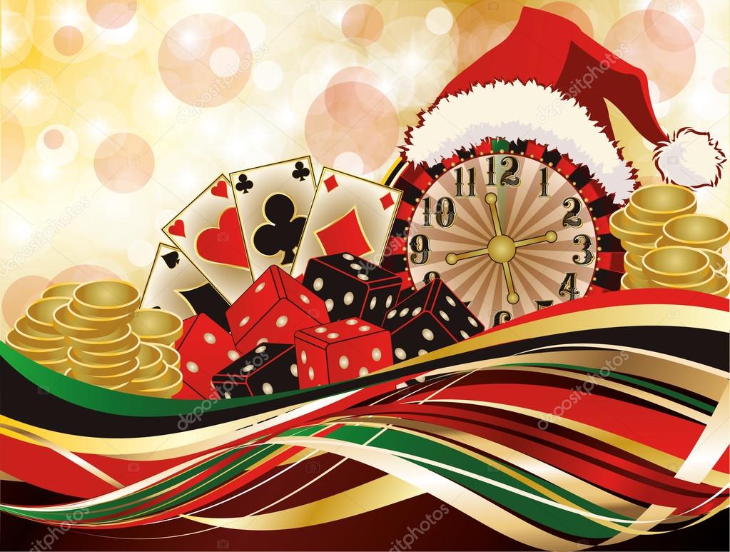 Christmas casino greeting background, vector illustration — Stock