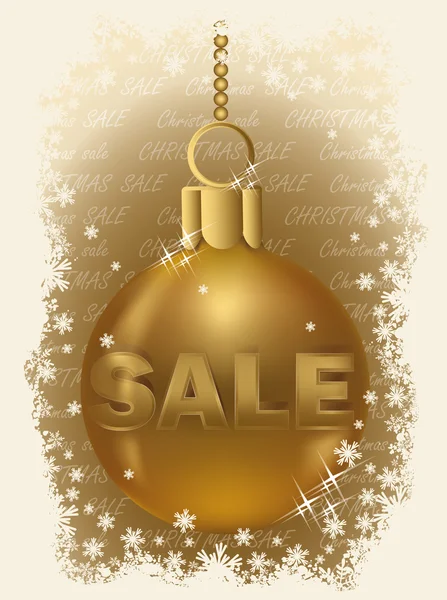 Christmas sale golden ball, vector illustration — Stock Vector