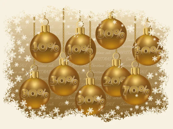 Navidad venta tarjeta de oro, vector de ilustración — Vector de stock