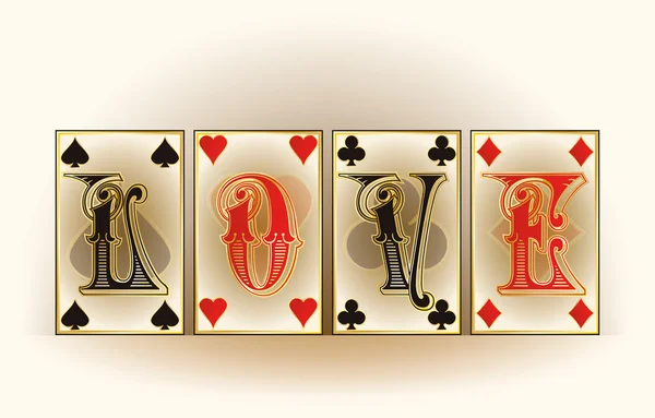 Poker kartları seviyorum, illüstrasyon vektör — Stok Vektör