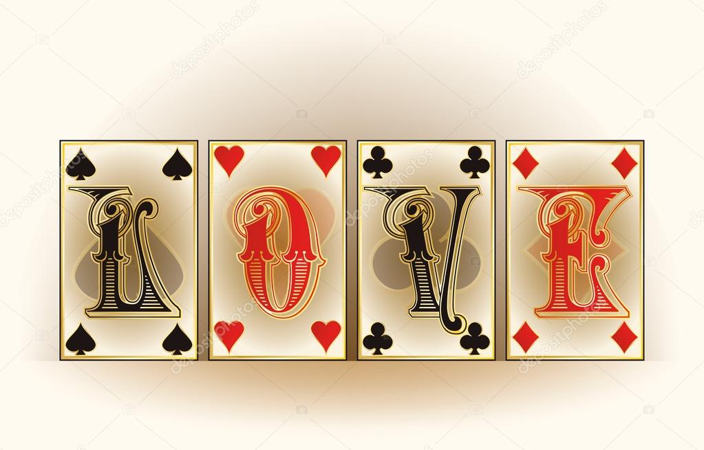 Love poker cards, vector illustration