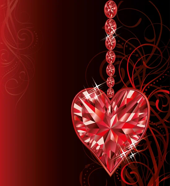 Love ruby heart, wedding valentines day, vector illustration — Stock Vector