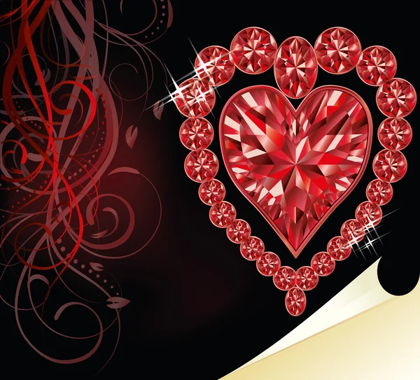 Ruby heart, wedding valentines day, vector illustration — Stock Vector