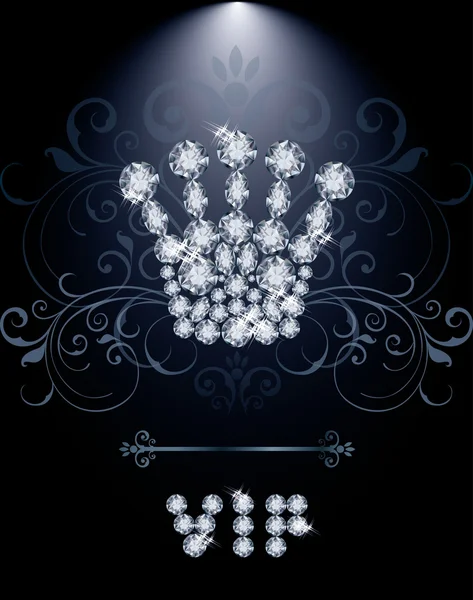 Diamant Reine couronne carte cadeau VIP, illustration vectorielle — Image vectorielle