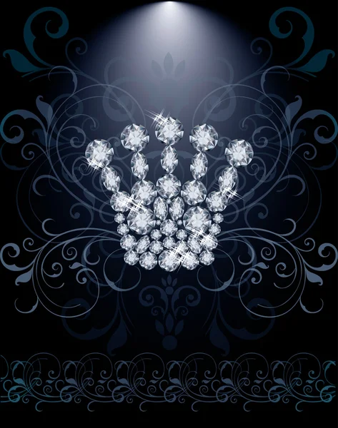 Couronne reine diamant carte VIP, illustration vectorielle — Image vectorielle