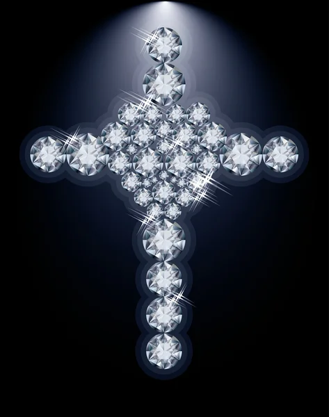 Coeur brillant et croix chrétienne, illustration vectorielle — Image vectorielle