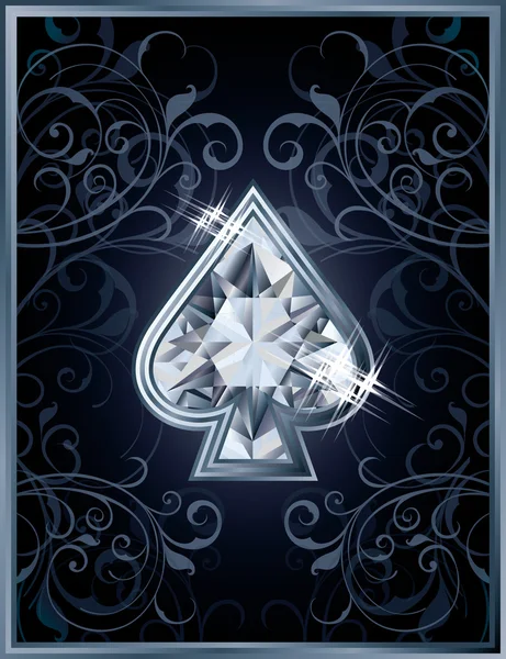 Poker spade diamond card, vector illustration — Stock Vector