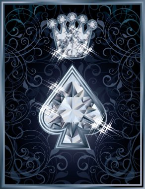 Elmas Poker spade Kraliyet kartı, vektör çizim