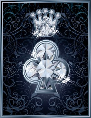 Elmas Poker kulüpleri Kraliyet kartı, vektör çizim