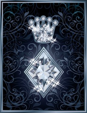 Elmas Poker elmas Kraliyet kartı, vektör çizim