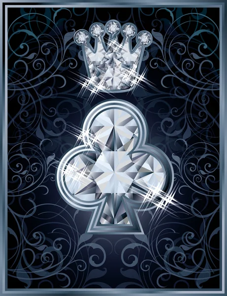 Diamante Poker clubes tarjeta real, vector de ilustración — Vector de stock