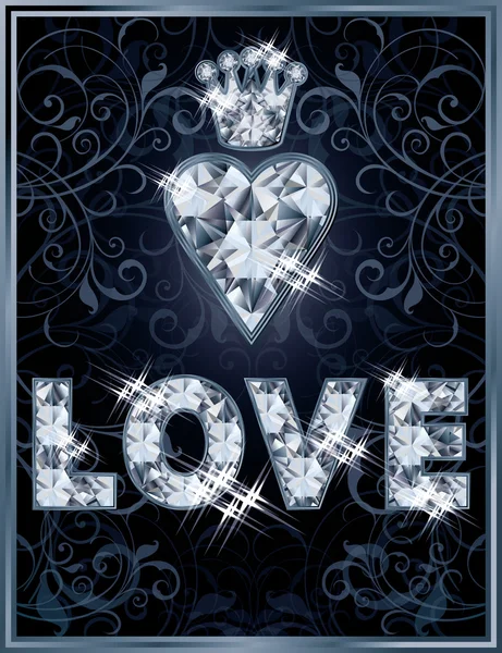 Königliche Diamant-Liebe-Karte, Vektorillustration — Stockvektor