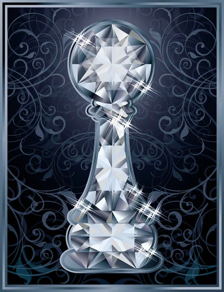 Diamond Schaken pion kaart, vectorillustratie — Stockvector