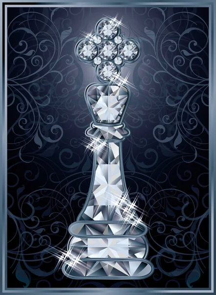 ダイヤモンドのチェス王カード、ベクトル イラスト — ストックベクタ