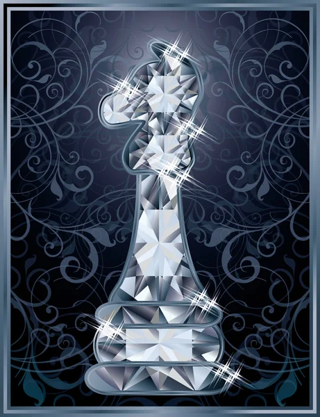 Diamante ajedrez tarjeta de caballero, vector de ilustración — Vector de stock