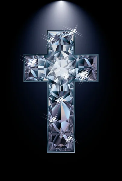 Cruz cristiana diamante religión, vector de ilustración — Vector de stock