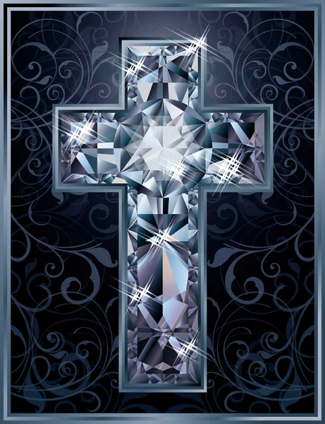 Christian Cross diamond card, vector illustration — Stock Vector