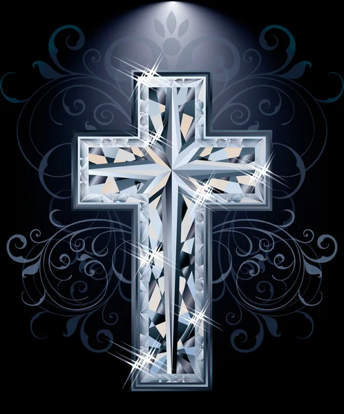 Diamanti cristiani Cross card, illustrazione vettoriale — Vettoriale Stock