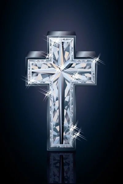 Diamant 3D Kreuz Cover Design, Vektorillustration — Stockvektor