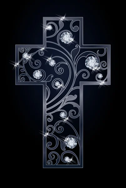 Croce di Pasqua con diamanti, illustrazione vettoriale — Vettoriale Stock