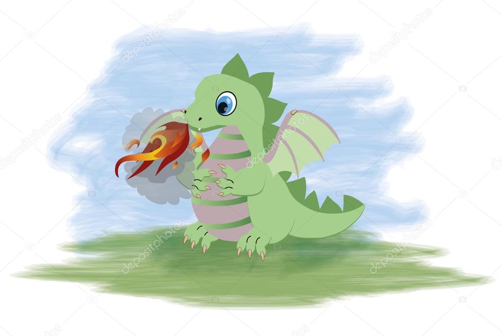 Magical little dragon, vector illustration