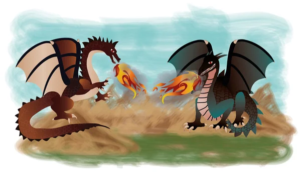 İki fantastik ejderha, vektör çizim