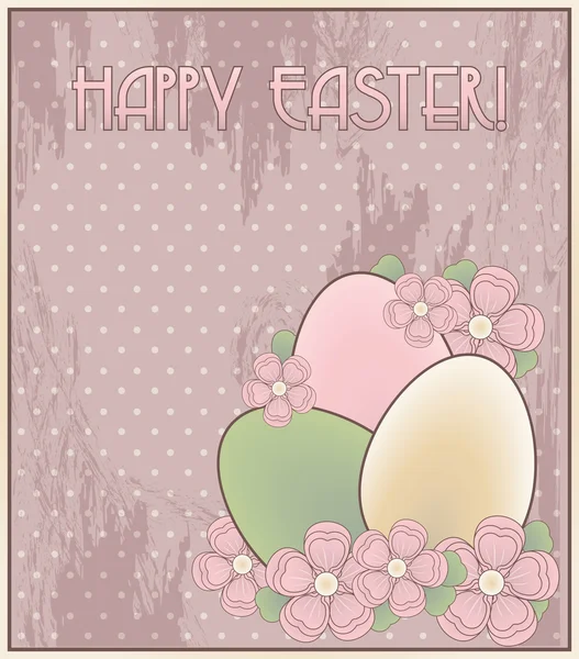 Happy Easter invitation old card, vector illustration — Stock Vector