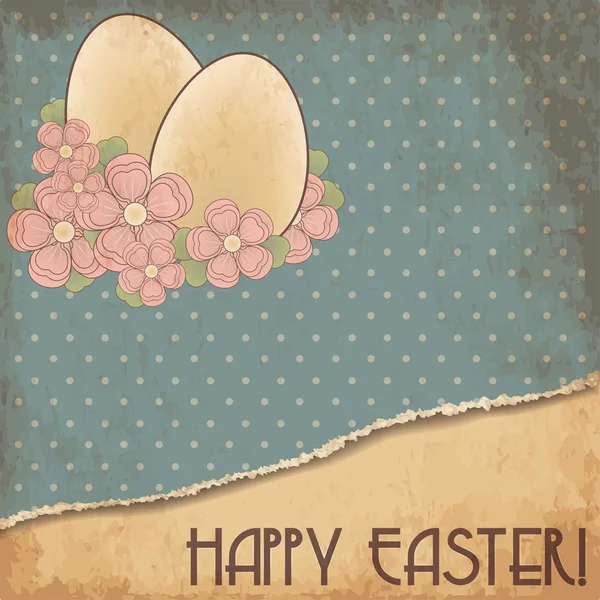 Happy Easter old gift card, vector illustration — Stock Vector