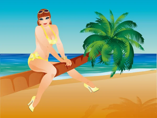 Verano pin up chica sexy, vector de ilustración — Archivo Imágenes Vectoriales