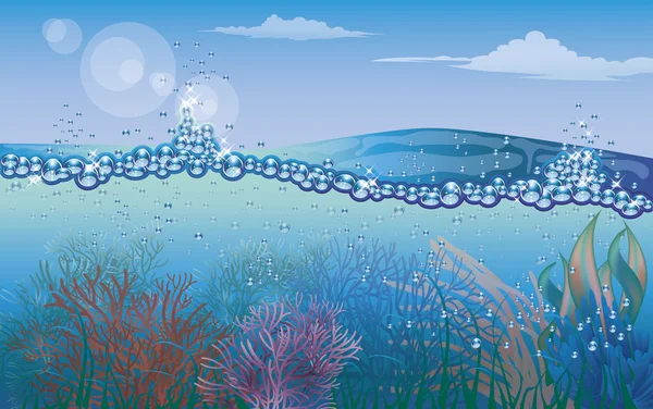 Onderwater natuur achtergrond, vectorillustratie — Stockvector