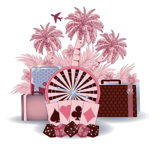 Casino de viajes de verano fondo, vector de ilustración — Archivo Imágenes Vectoriales