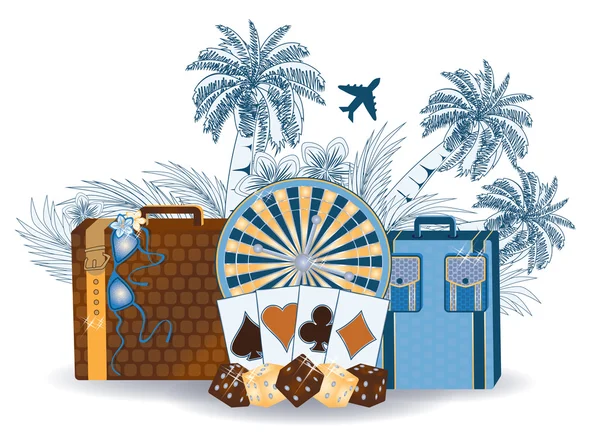 Travel tropical casino background, vector illustration — Stock Vector