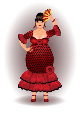 İspanya Flamenko kadın, izole. vektör çizim