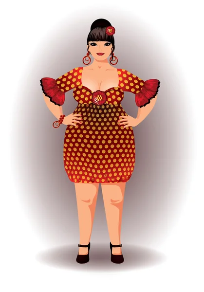 Mujer flamenca española, ilustración vectorial — Vector de stock