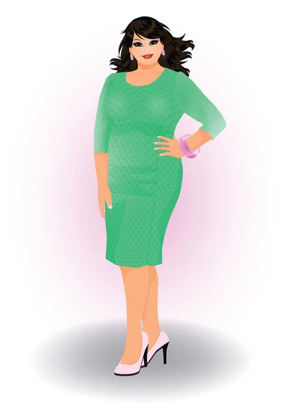 Plus size donna urbana di moda, illustrazione vettoriale — Vettoriale Stock