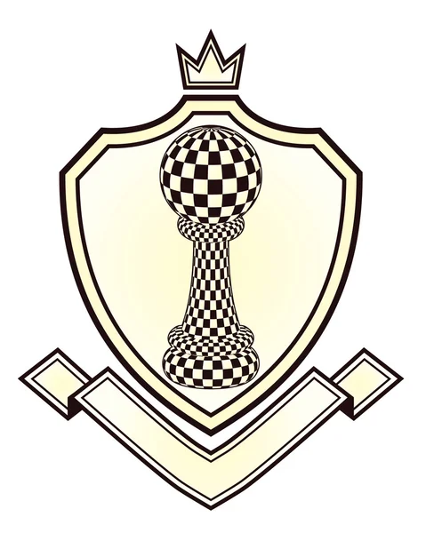 チェスのポーン、ベクトル図と紋章ロイヤル クレスト — ストックベクタ