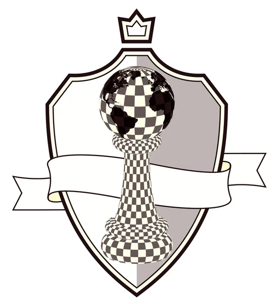 Brasão de armas xadrez peão, ilustração vetorial — Vetor de Stock